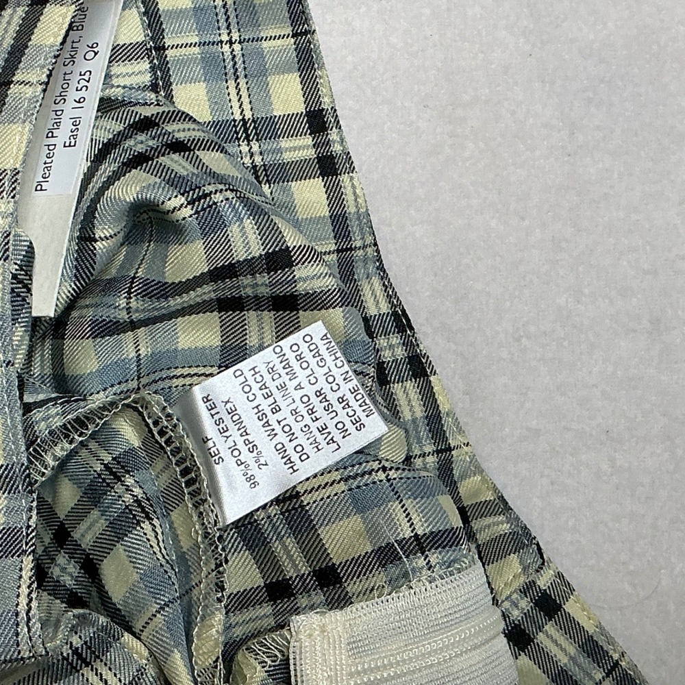 NWT Easel Pleated Plaid Short Skirt Blue Yellow Black Womens Size Small Y2K 90's - Picture 6 of 8